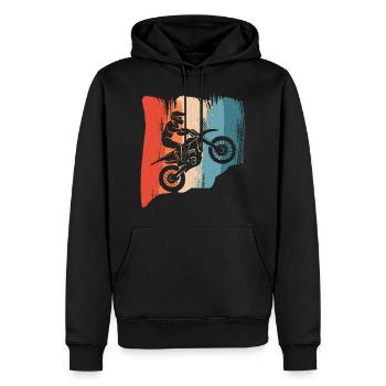 Moto Vintage Motorsport Dirtbike Motocross - Sweat à capuche Premium bio Homme - noir - Devant - Nico (187cm)