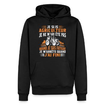 Je suis agriculteur - Sweat à capuche Premium bio Homme - noir - Devant - Nico (187cm)
