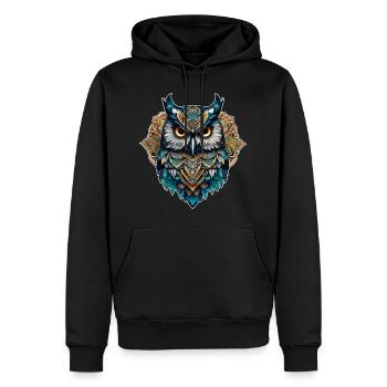 Coole Steampunk Eule - Männer Premium Bio Hoodie - Schwarz - Vorne - Nico (187cm)