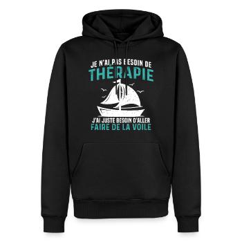 j'ai juste besoin d'aller faire de la voile - Sweat à capuche Premium bio Homme - noir - Devant - Nico (187cm)