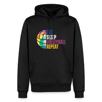 EAT SLEEP VOLLEYBALL REPEAT Tie Dye GIRLS BOYS - Sweat à capuche Premium bio Homme - noir - Devant - Nico (187cm)