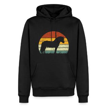 Fjord Horse Vintage Rétro - Sweat à capuche Premium bio Homme - noir - Devant - Nico (187cm)