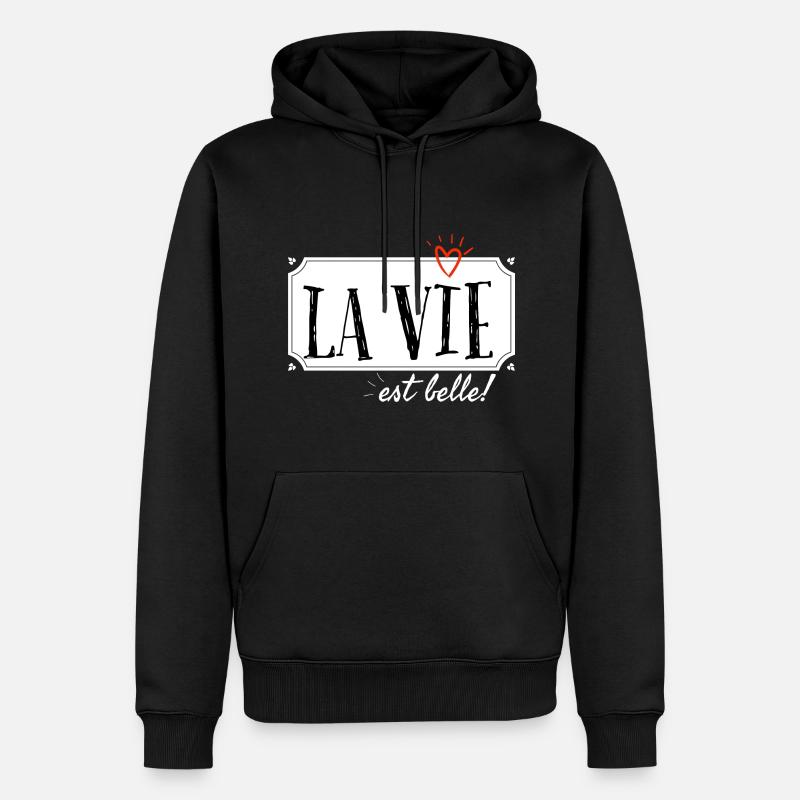 La vie est belle. - Sweat à capuche Premium bio Homme - noir