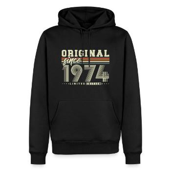 Original depuis 1974 Edition limitée - Sweat à capuche Premium bio Homme - noir - Devant - Nico (187cm)