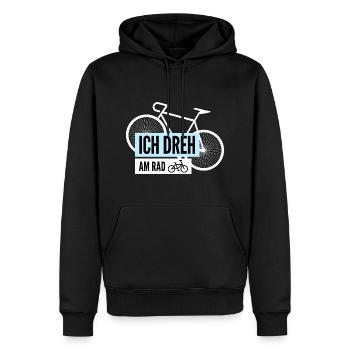 Ich dreh am Rad | Lustige Fahrrad Sprüche & Motive - Männer Premium Bio Hoodie - Schwarz - Vorne - Nico (187cm)