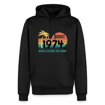 Vintage august 1974, 50th Birthday Gift - Men’s Premium Organic Hoodie - black - Front - Nico (187cm)