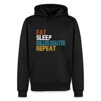 Achterbahn Roller Coaster Eat Sleep Repeat - Männer Premium Bio Hoodie - Schwarz - Vorne - Nico (187cm)