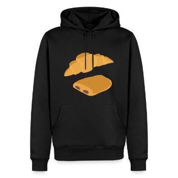 Pain au chocolat, croissant, viennoiseries - Sweat à capuche Premium bio Homme - noir - Devant - Nico (187cm)