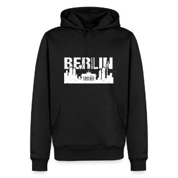 Berlin Skyline Vintage Capital Berlin - Sweat à capuche Premium bio Homme - noir - Devant - Nico (187cm)