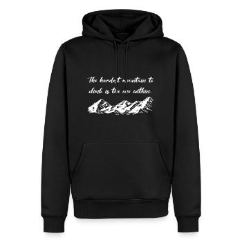The Hardest Mountain Berge Spruch Wandern Berg - Männer Premium Bio Hoodie - Schwarz - Vorne - Nico (187cm)