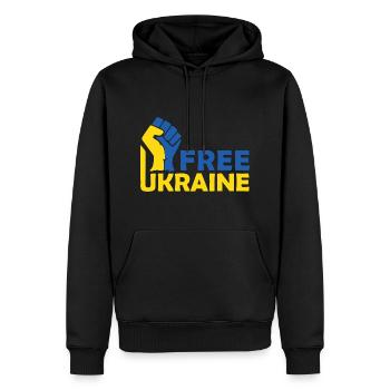 Free Ukraine - Männer Premium Bio Hoodie - Schwarz - Vorne - Nico (187cm)