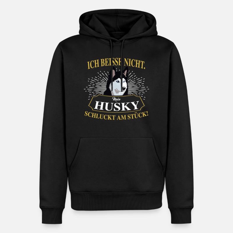 HUSKY - Männer Premium Bio Hoodie - Schwarz