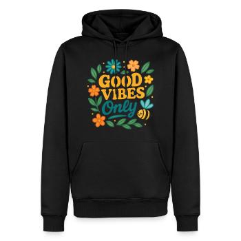 gute Stimmung | farbiges Sommer Design - Männer Premium Bio Hoodie - Schwarz - Vorne - Nico (187cm)