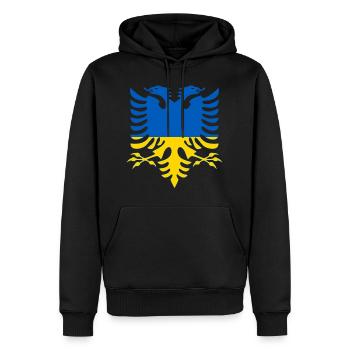 Albanie Ukraine Drapeau - Sweat à capuche Premium bio Homme - noir - Devant - Nico (187cm)