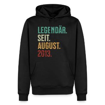 Legendär. Seit. August. 2013. Retro Birthday - Männer Premium Bio Hoodie - Schwarz - Vorne - Nico (187cm)