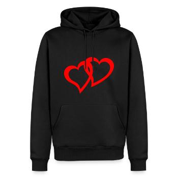 double coeurs rouges - Sweat à capuche Premium bio Homme - noir - Devant - Nico (187cm)