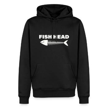 FISH HEAD - Männer Premium Bio Hoodie - Schwarz - Vorne - Nico (187cm)