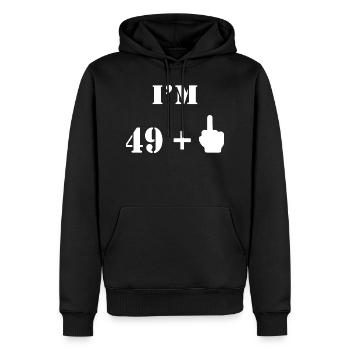 50. Geburtstag Geschenk 49 + 1 Mittelfinger Fun - Männer Premium Bio Hoodie - Schwarz - Vorne - Nico (187cm)