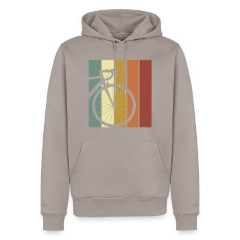 Rennrad Gravelbike Radsport Fahrradkurier Geschenk - Männer Premium Bio Hoodie - Taupe - Vorne - Nico (187cm)