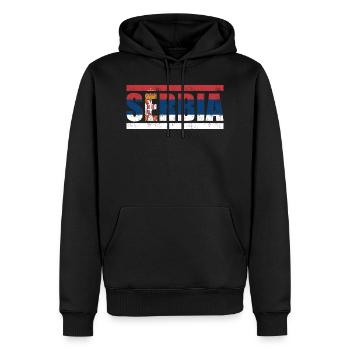 Serbie - Sweat à capuche Premium bio Homme - noir - Devant - Nico (187cm)