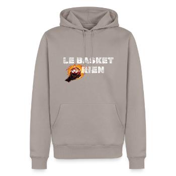 Le basket ou rien. - Sweat à capuche Premium bio Homme - taupe - Devant - Nico (187cm)