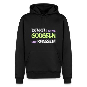Denken ist wie googeln nur krasser - Männer Premium Bio Hoodie - Schwarz - Vorne - Nico (187cm)