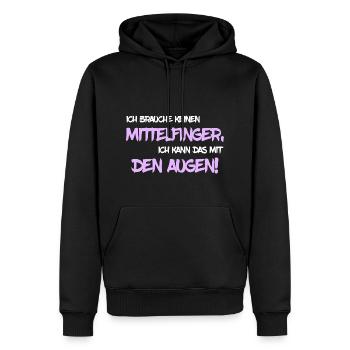 Ich brauche keinen Mittelfinger - Männer Premium Bio Hoodie - Schwarz - Vorne - Nico (187cm)