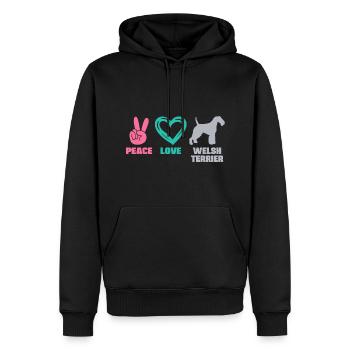 Welsh Terrier Chien Mama Paix Amour Dire - Sweat à capuche Premium bio Homme - noir - Devant - Nico (187cm)