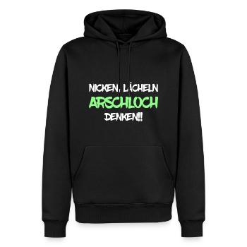 Nicken Lächeln Arschloch Denken - Männer Premium Bio Hoodie - Schwarz - Vorne - Nico (187cm)