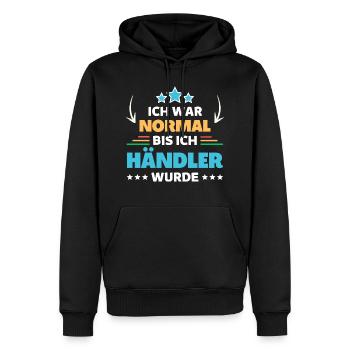I was normal until I became a trader - Men’s Premium Organic Hoodie - black - Front - Nico (187cm)