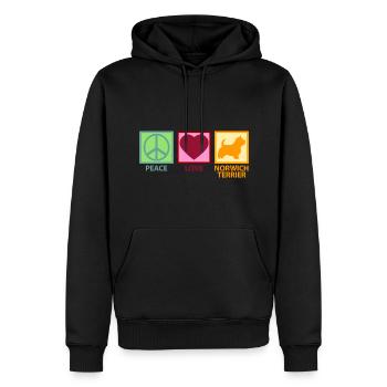 Norwich Terrier Dog Mama Mom Peace Love - Men’s Premium Organic Hoodie - black - Front - Nico (187cm)