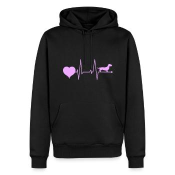 Teckel Teckel à poil dur Dachshund Mama Heartbeat Rose - Sweat à capuche Premium bio Homme - noir - Devant - Nico (187cm)