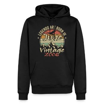 Geburtstag Juni 2008 geboren im Juni 2008 Retro 2008 - Männer Premium Bio Hoodie - Schwarz - Vorne - Nico (187cm)