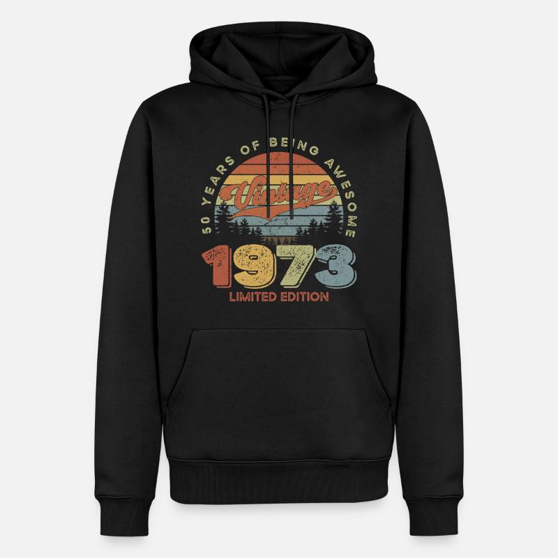 anniversaire, millésime, naissance, - Sweat à capuche Premium bio Homme - noir
