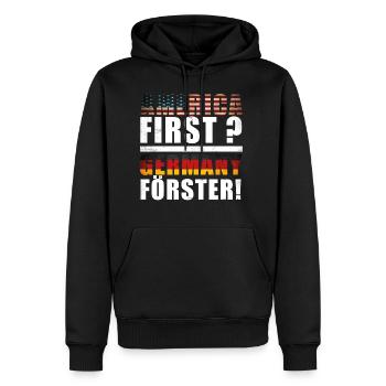 America First Germany - Männer Premium Bio Hoodie - Schwarz - Vorne - Nico (187cm)