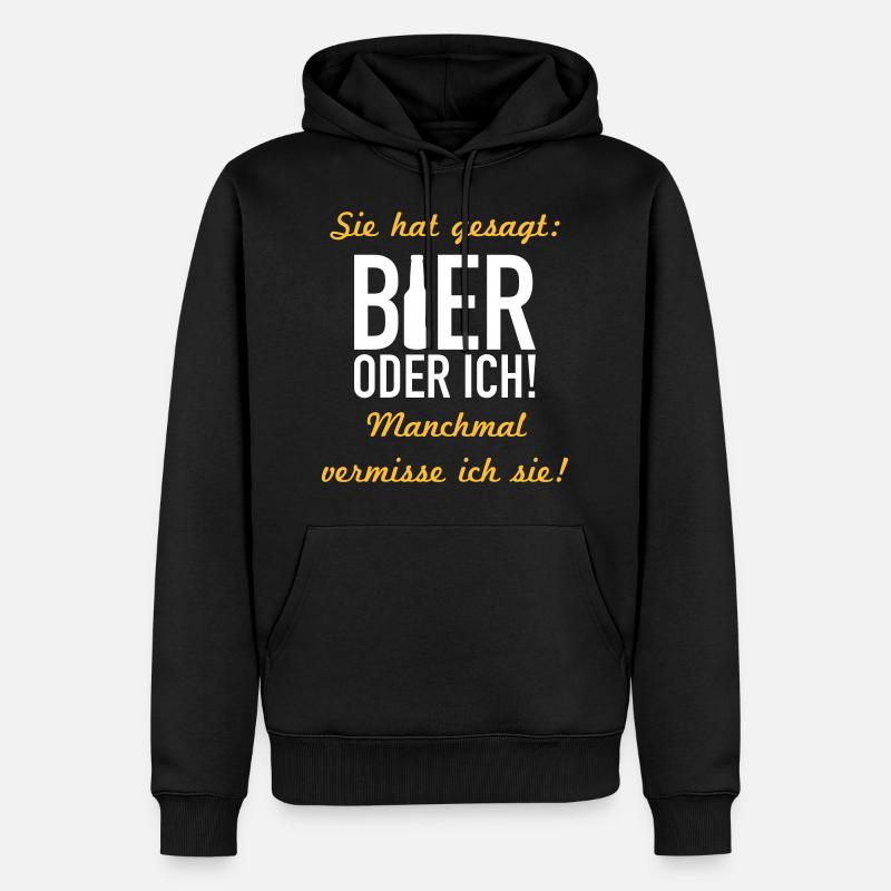 Bier oder ich - Männer Premium Bio Hoodie - Schwarz