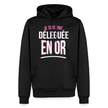 je suis une Déleguée en or cadeau idée humour - Sweat à capuche Premium bio Homme - noir - Devant - Nico (187cm)