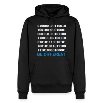 Be Different - Être différent - Binaire - - Sweat à capuche Premium bio Homme - noir - Devant - Nico (187cm)