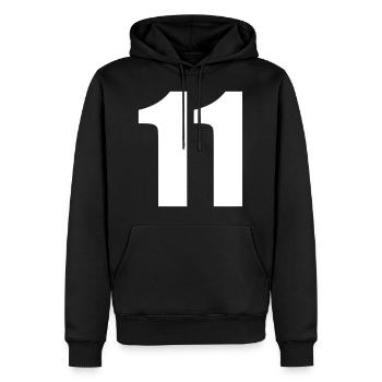 11 - Men’s Premium Organic Hoodie - black - Front - Nico (187cm)
