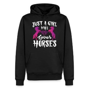 juste une fille qui aime les chevaux - Sweat à capuche Premium bio Homme - noir - Devant - Nico (187cm)