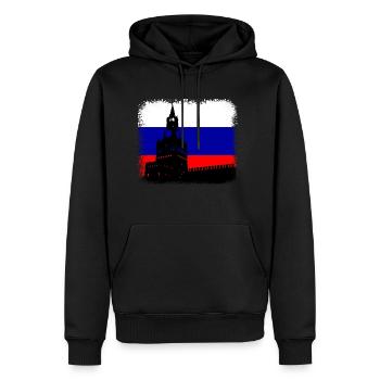 Russia - Felpa con cappuccio ecologica premium da uomo - nero - Fronte - Nico (187cm)