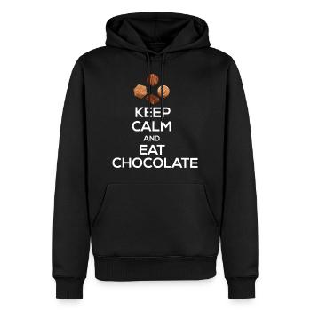 Schokolade - Männer Premium Bio Hoodie - Schwarz - Vorne - Nico (187cm)