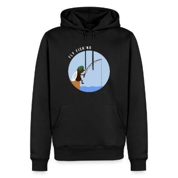 Funny fly fishing, fly fishing, anglers gift - Men’s Premium Organic Hoodie - black - Front - Nico (187cm)