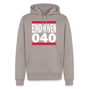 Eindhoven - Männer Premium Bio Hoodie - Taupe - Vorne - Nico (187cm)