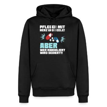 Pfleger mit Herz - Altenpfleger Krankenpfleger - Männer Premium Bio Hoodie - Schwarz - Vorne - Nico (187cm)