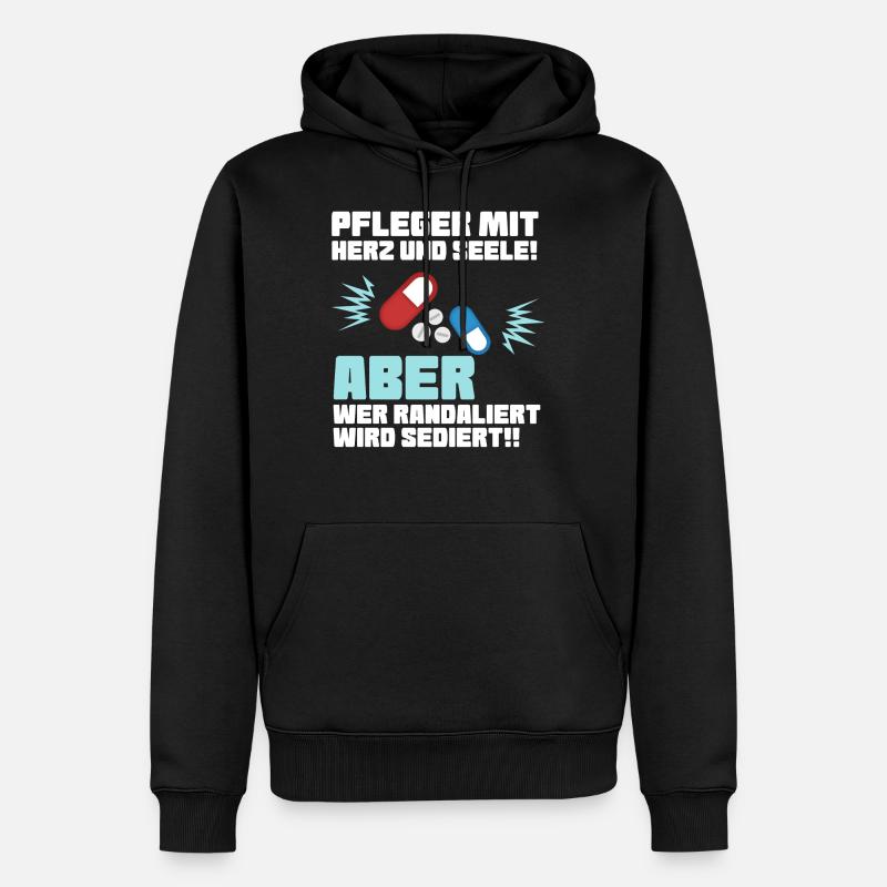 Pfleger mit Herz - Altenpfleger Krankenpfleger - Männer Premium Bio Hoodie - Schwarz