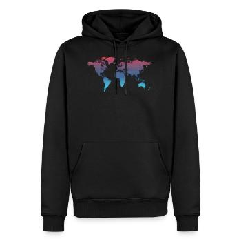 Weltkarte bunt - Männer Premium Bio Hoodie - Schwarz - Vorne - Nico (187cm)
