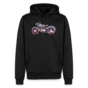 Moto vintage - Sweat à capuche Premium bio Homme - noir - Devant - Nico (187cm)