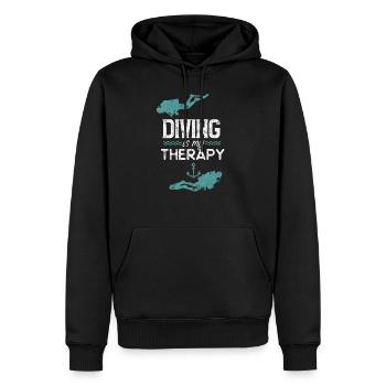 Tauchen Spruch therapie - Männer Premium Bio Hoodie - Schwarz - Vorne - Nico (187cm)