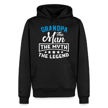 Grandpa The Man The Mith The Legend - Männer Premium Bio Hoodie - Schwarz - Vorne - Nico (187cm)